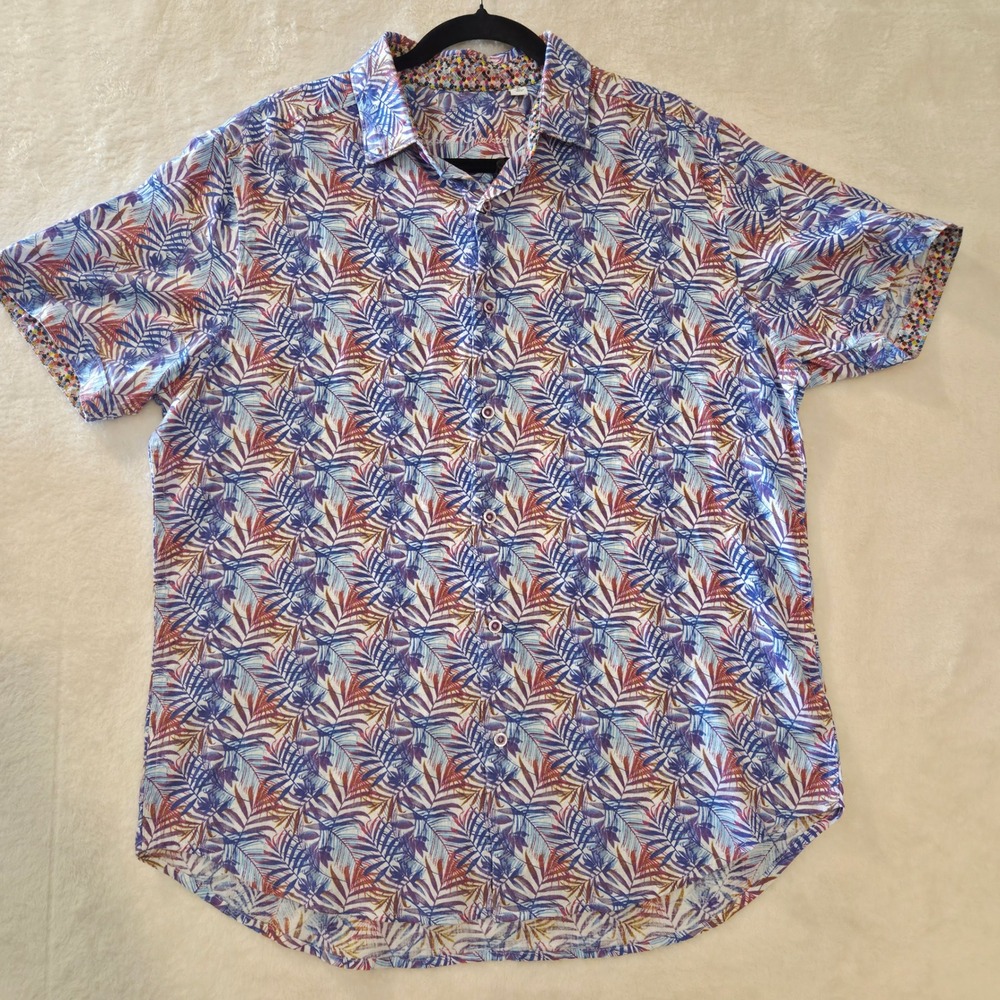 Robert Graham Teigen Shirt Mens L Multi NWT Linen Blend Tropical Classic Fit
